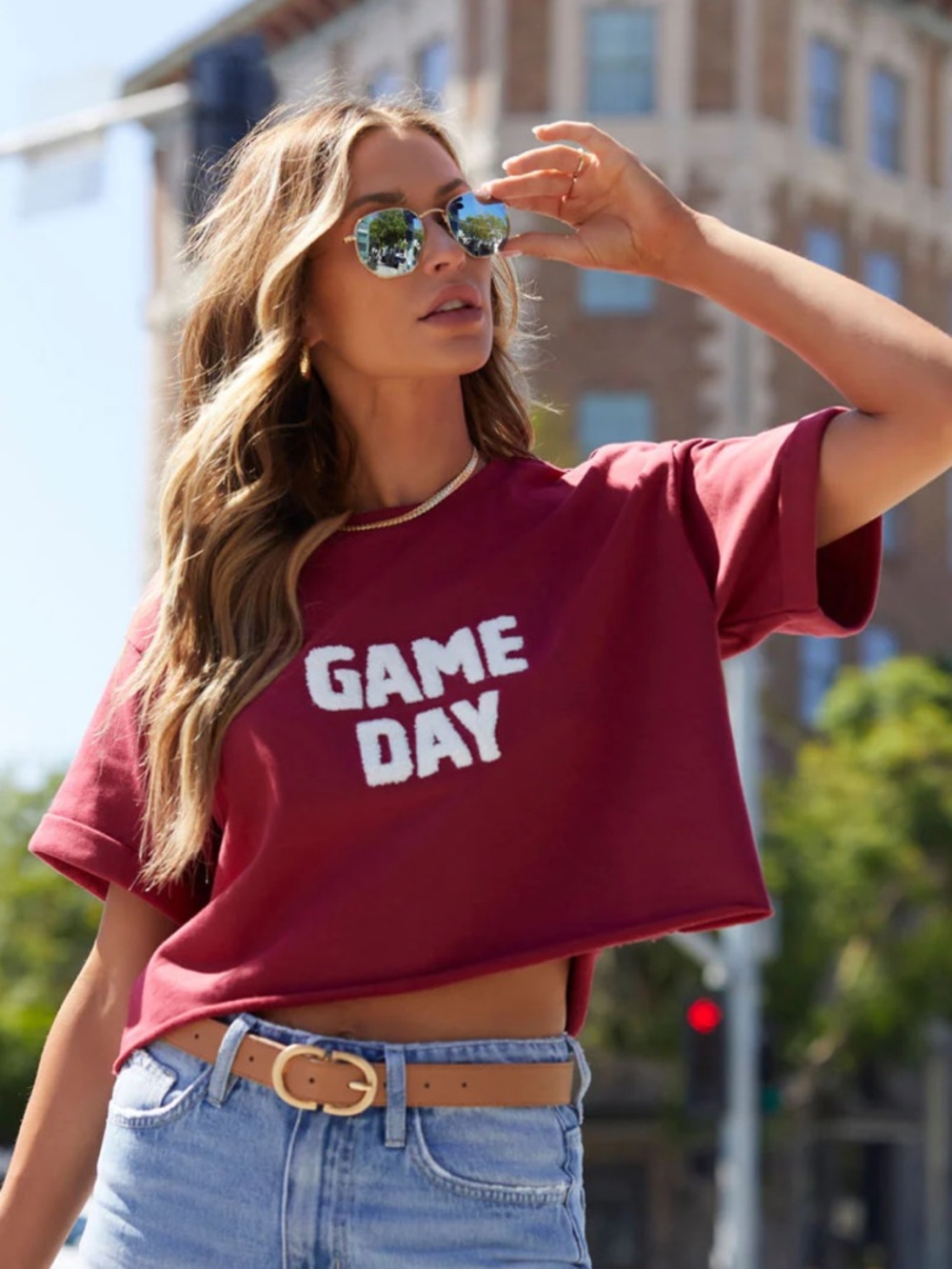 VICI Maroon 'Game Day' Cropped Tee